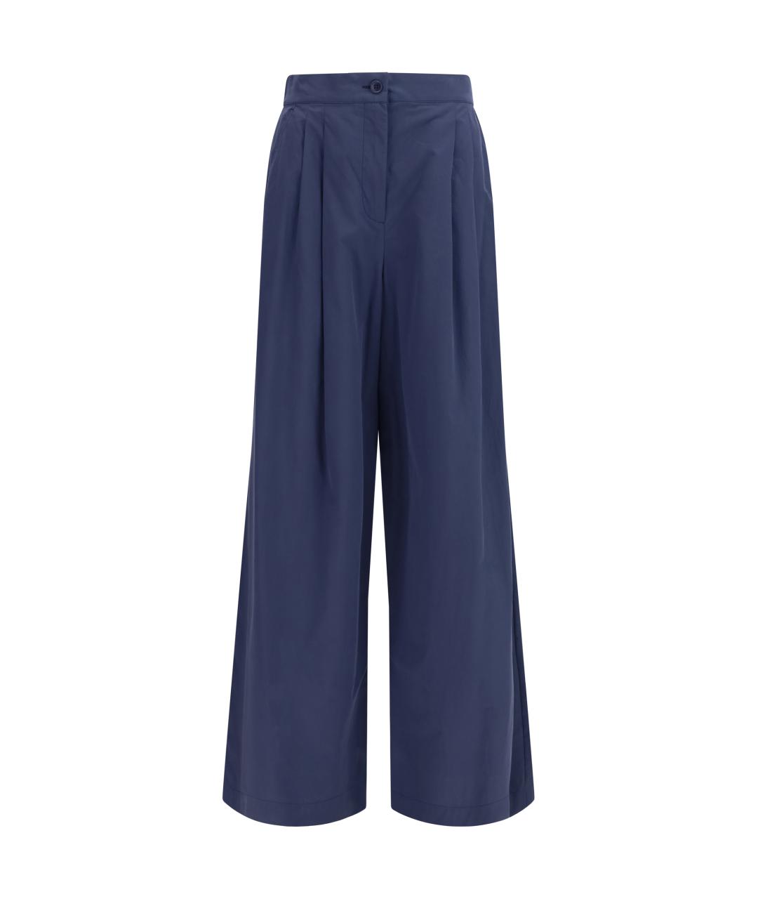 WEEKEND MAX MARA Синие хлопковые прямые брюки, фото 1