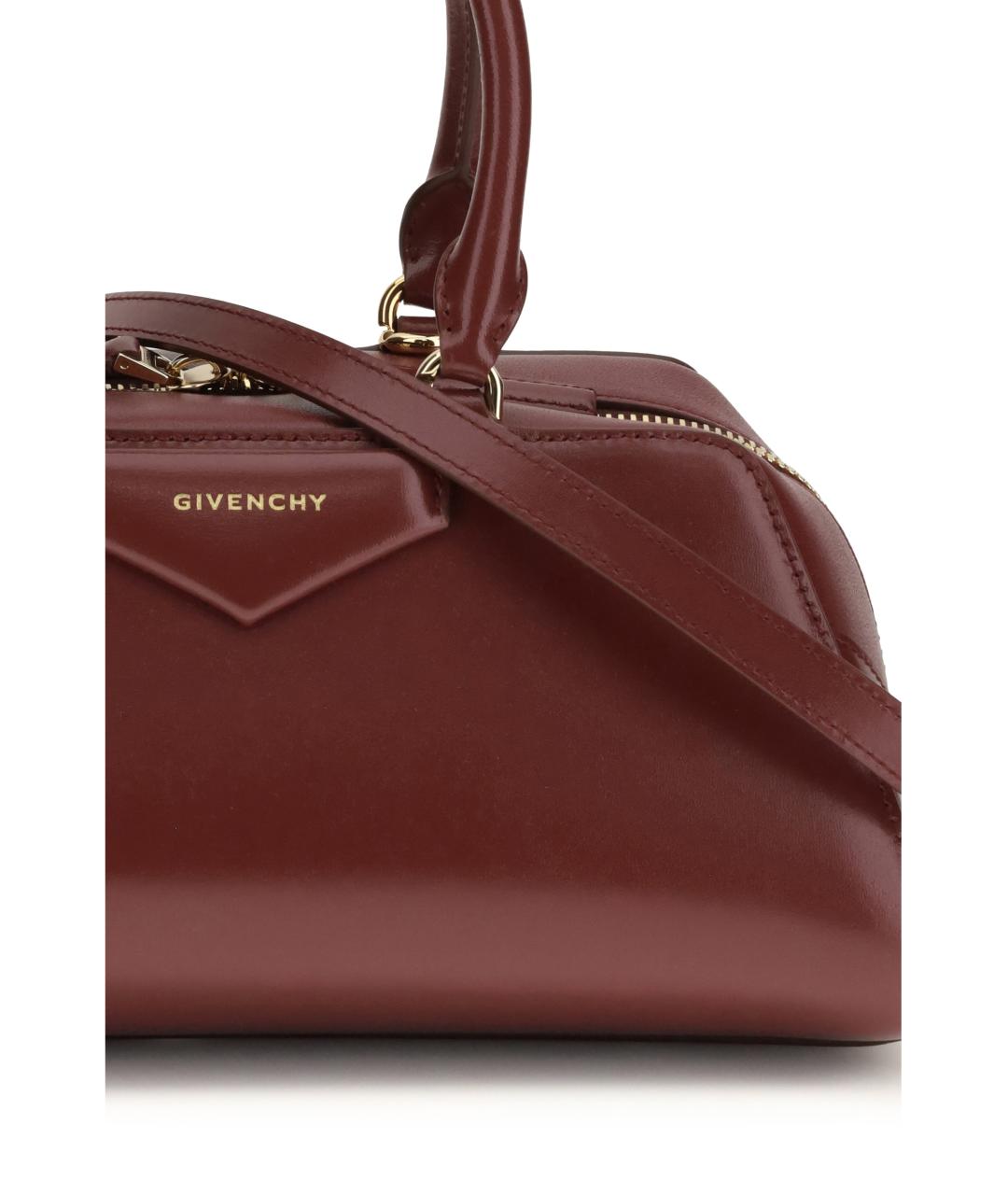 GIVENCHY Бордовая кожаная сумка с короткими ручками, фото 4
