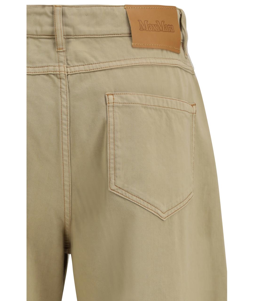 MAX MARA STUDIO Бежевые хлопковые прямые брюки, фото 3