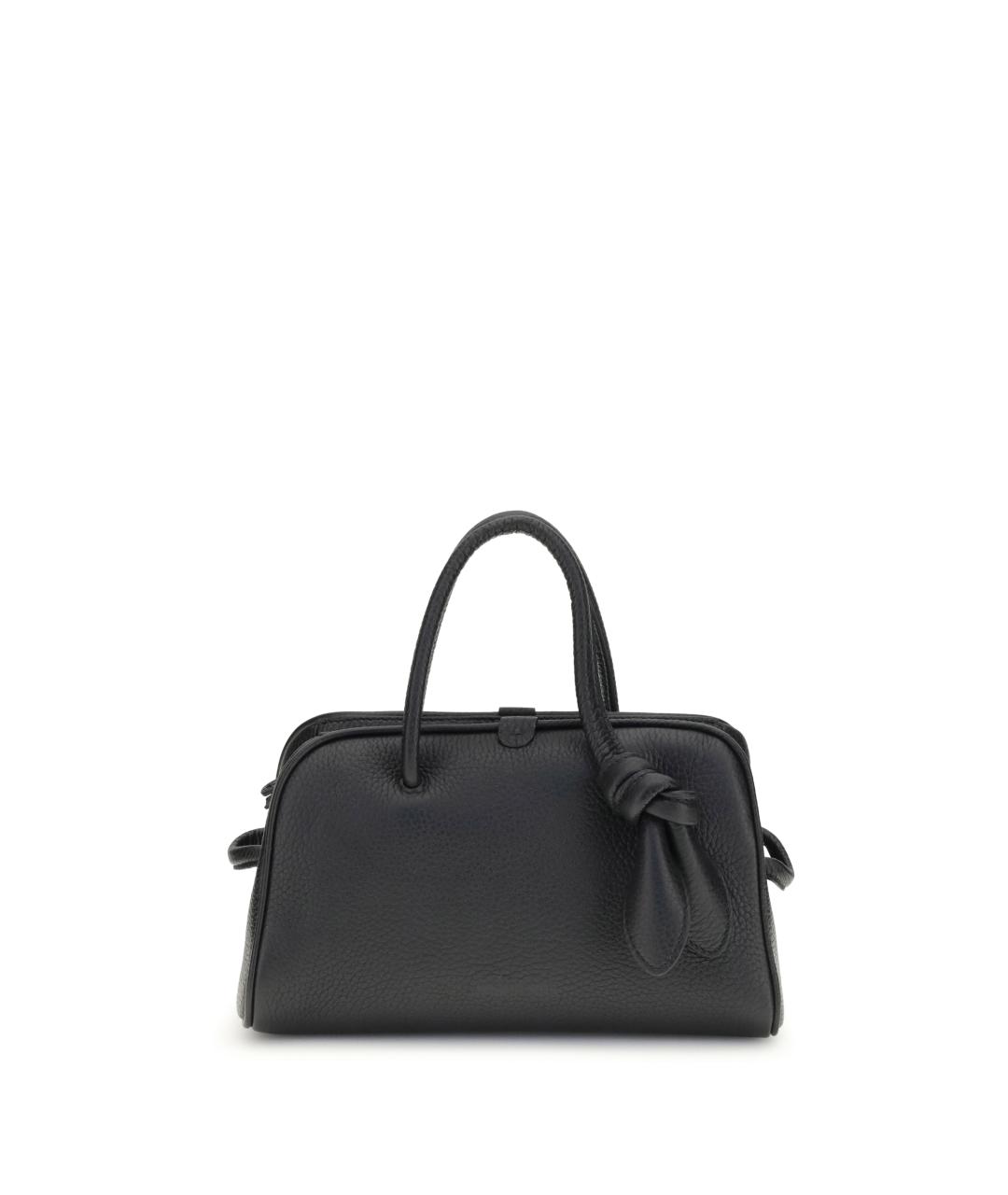 JACQUEMUS Черная кожаная сумка тоут, фото 1