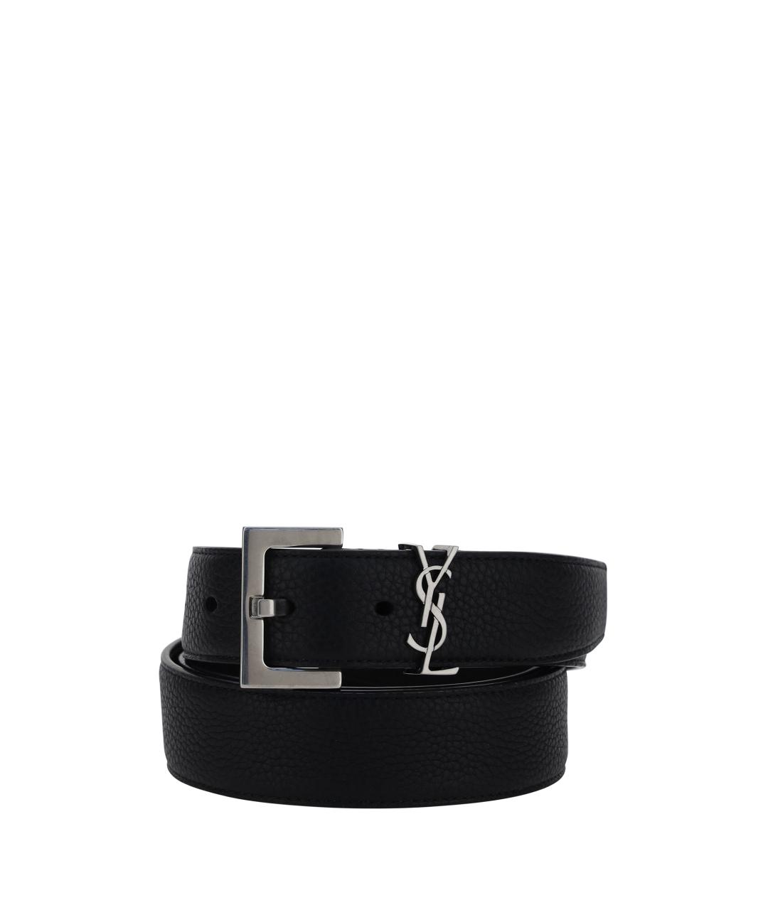 SAINT LAURENT Черный кожаный ремень, фото 1