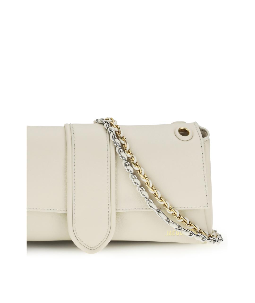 JACQUEMUS Бежевая кожаная сумка через плечо, фото 4