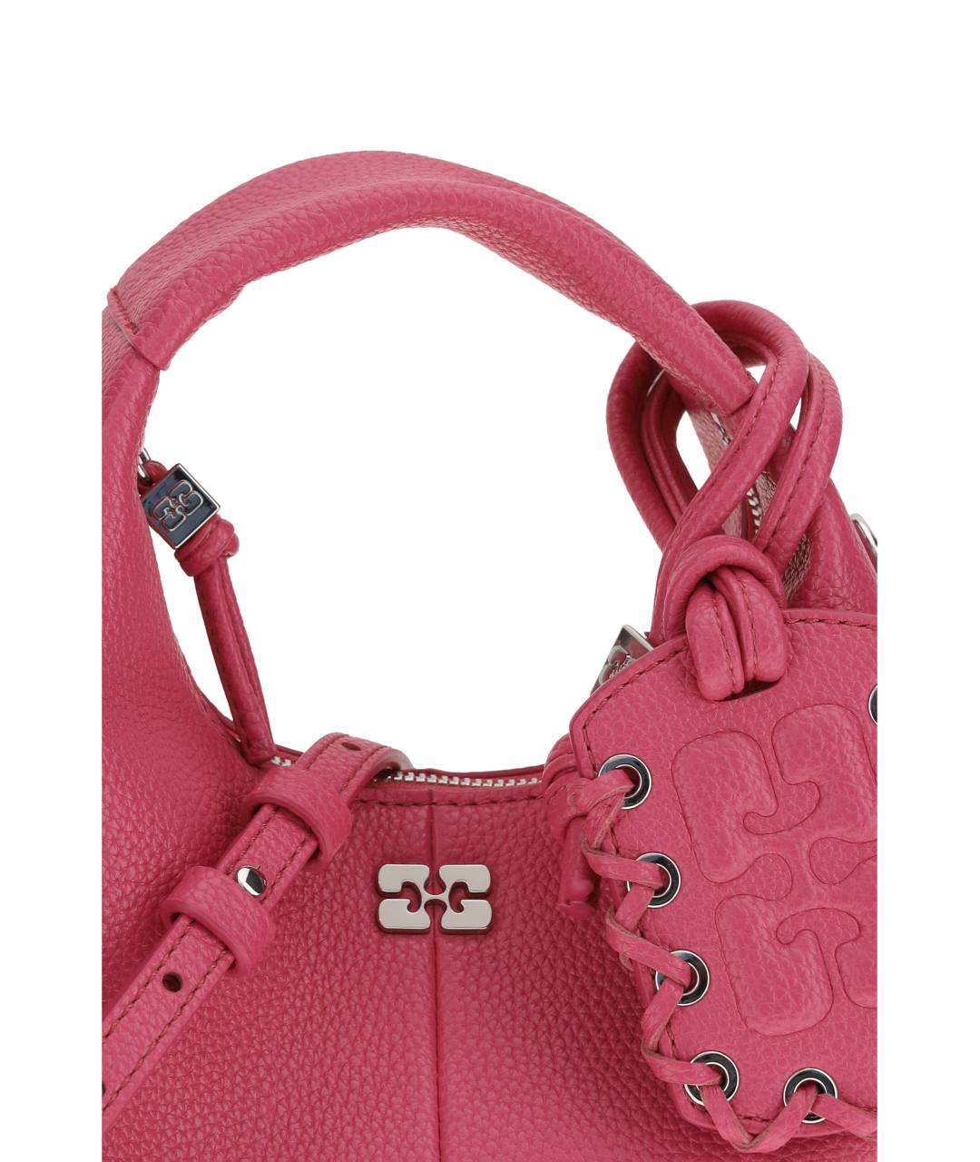 GANNI Розовая сумка с короткими ручками из искусственной кожи, фото 4