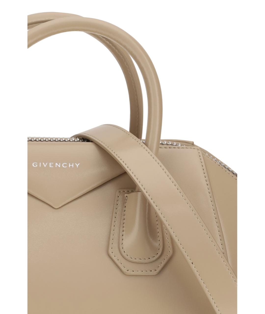 GIVENCHY Бежевая кожаная сумка с короткими ручками, фото 4