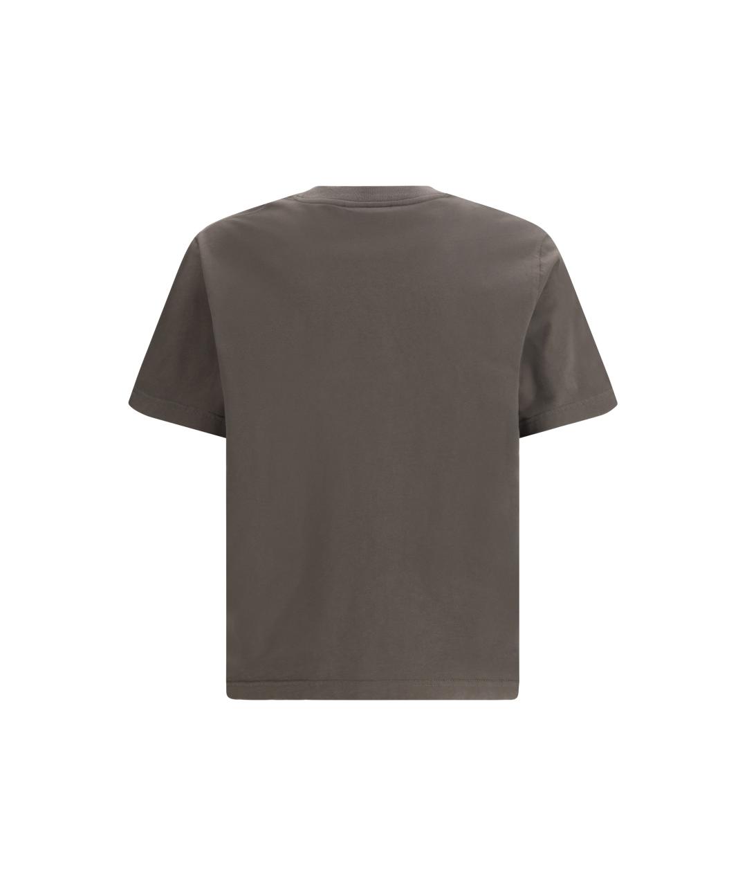 MAISON KITSUNE Коричневая хлопковая футболка, фото 2