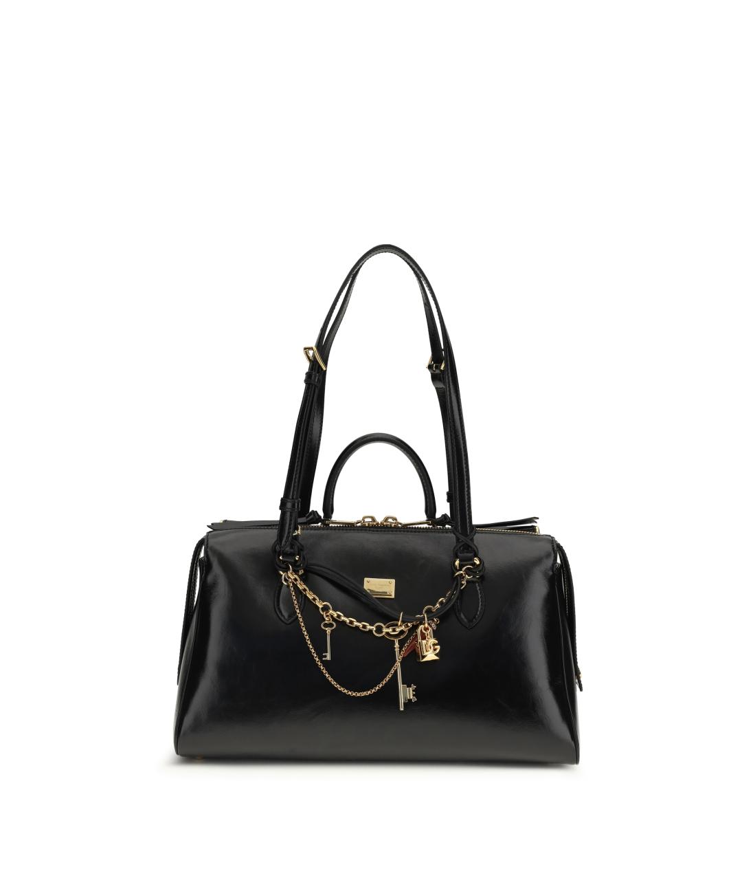 DOLCE&GABBANA Черная кожаная сумка тоут, фото 1
