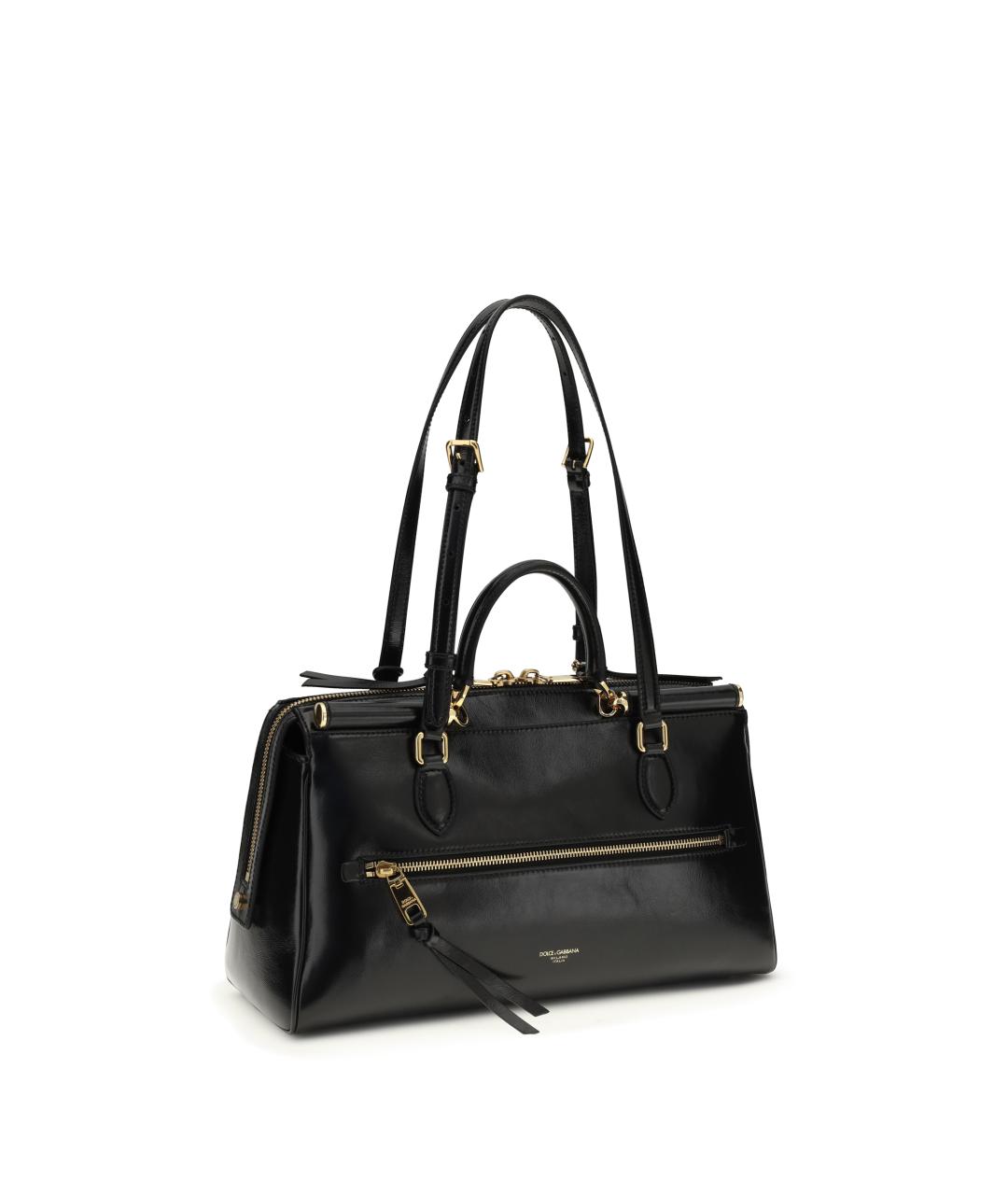 DOLCE&GABBANA Черная кожаная сумка тоут, фото 3