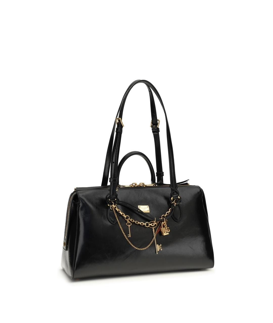 DOLCE&GABBANA Черная кожаная сумка тоут, фото 2