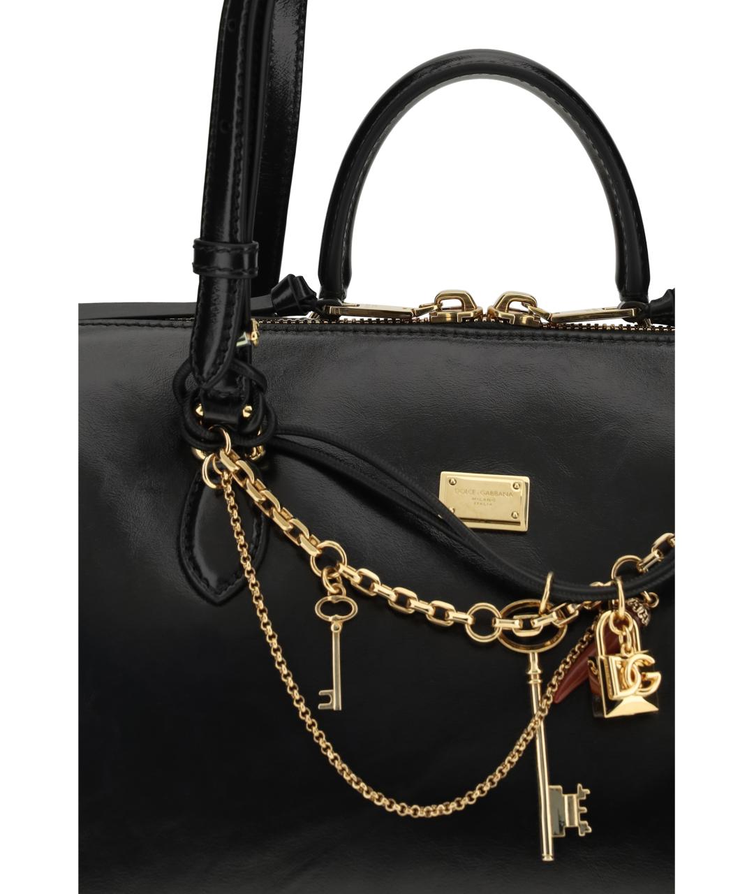 DOLCE&GABBANA Черная кожаная сумка тоут, фото 4