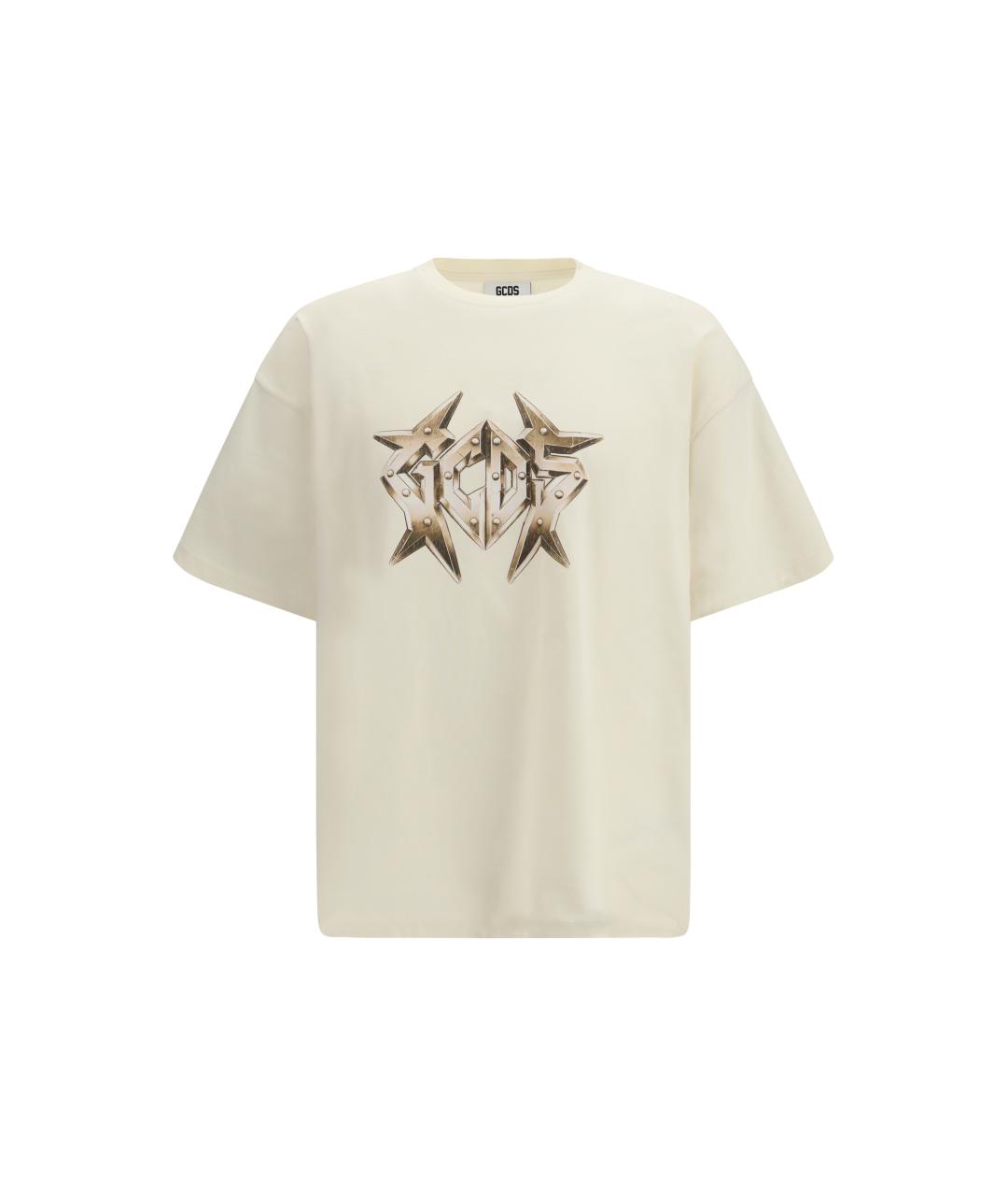 GCDS Бежевая хлопковая футболка, фото 4