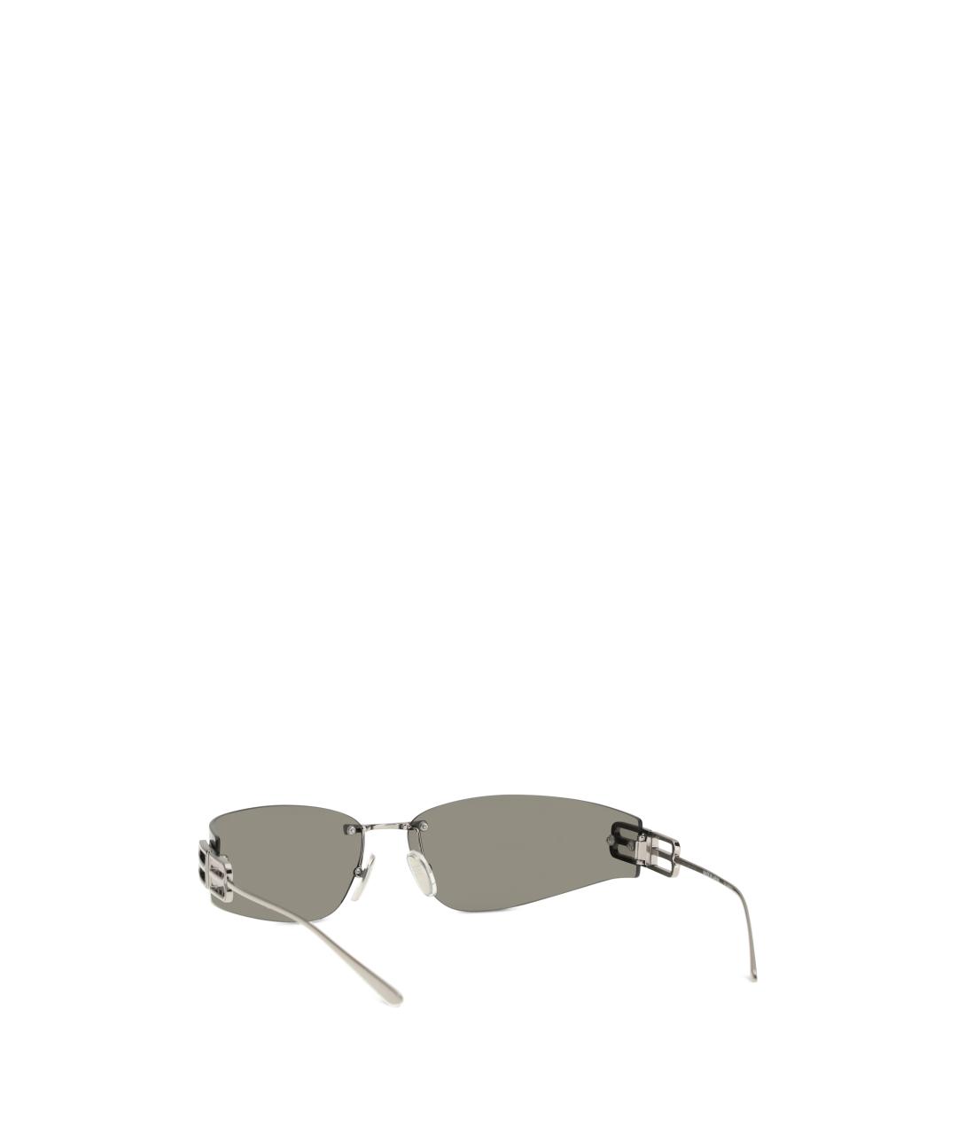 BALENCIAGA Серебряные металлические солнцезащитные очки, фото 3