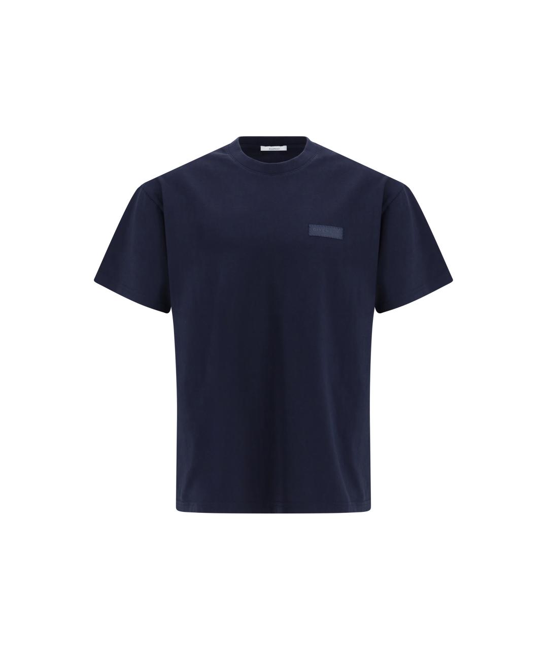 GIVENCHY Темно-синяя хлопковая футболка, фото 4