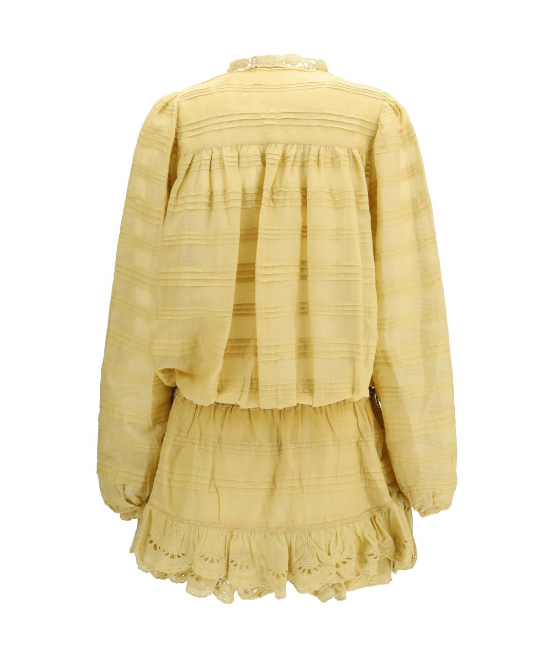 ISABEL MARANT ETOILE Желтое хлопковое повседневное платье, фото 2