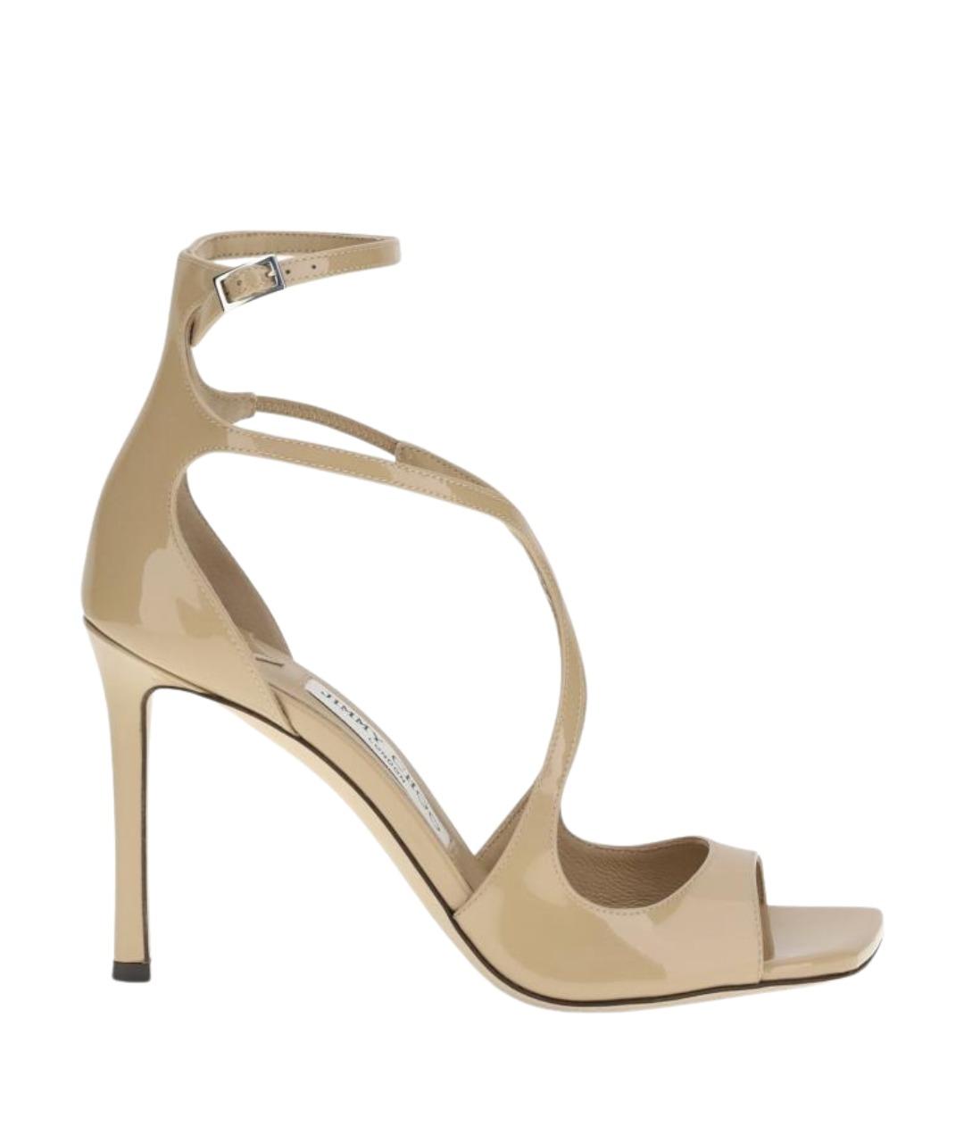 JIMMY CHOO Бежевые кожаные босоножки, фото 1