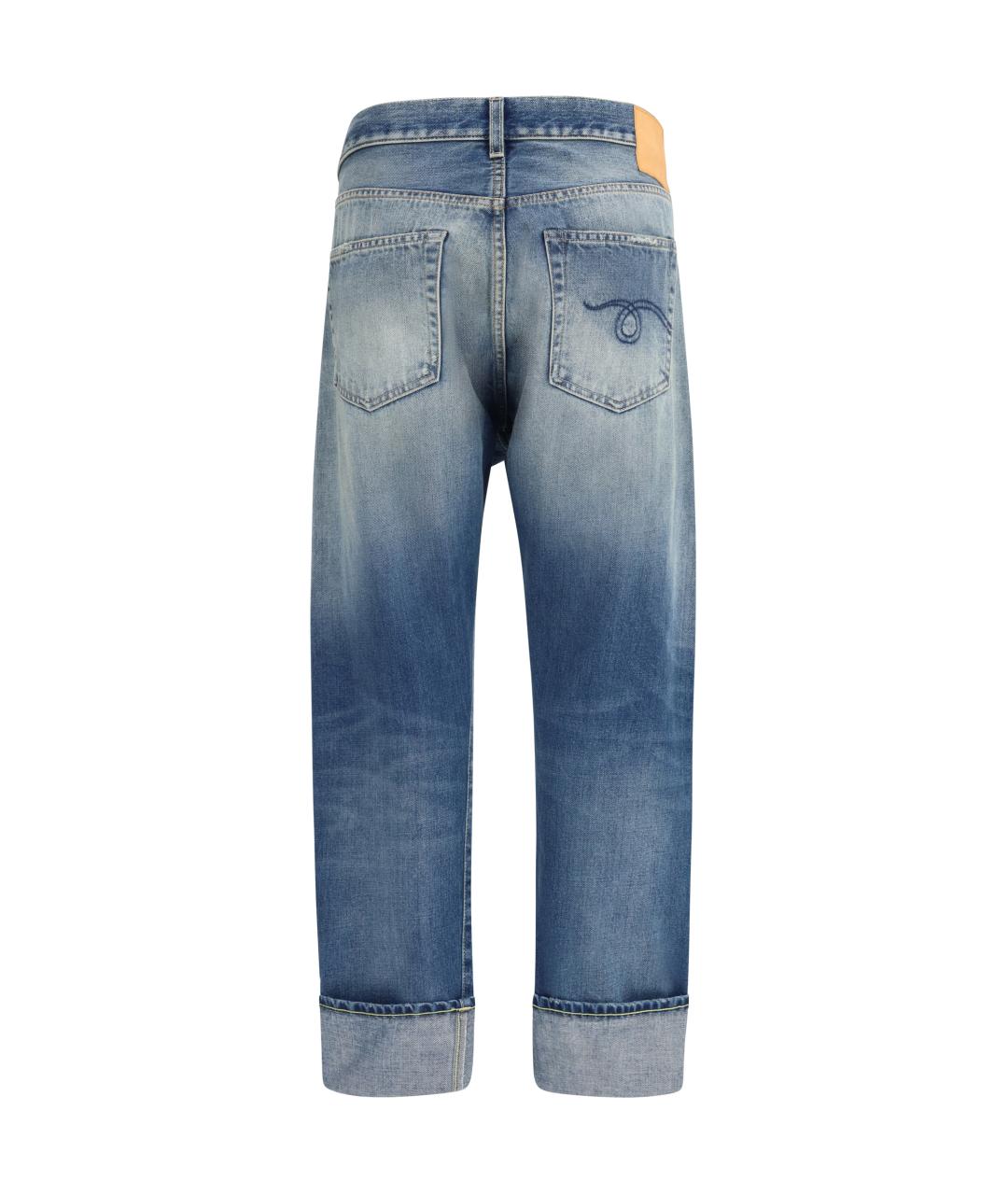 R13 Синие хлопковые прямые джинсы, фото 2