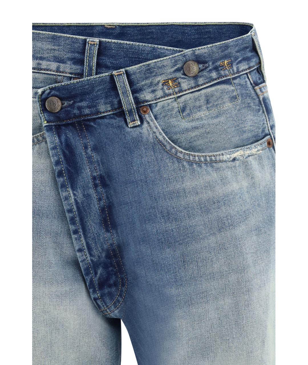 R13 Синие хлопковые прямые джинсы, фото 3