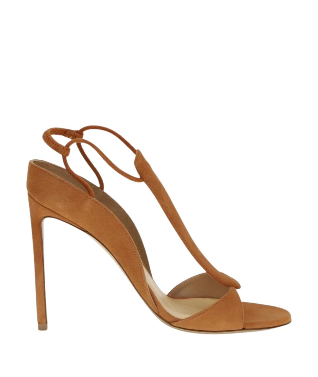 FRANCESCO RUSSO Коричневые замшевые босоножки, фото 1