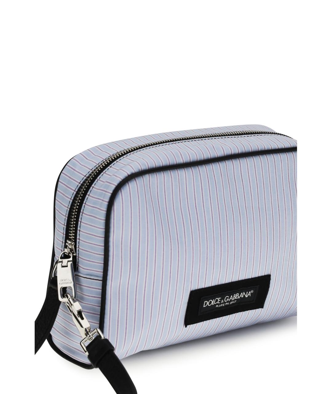 DOLCE&GABBANA Голубая хлопковая барсетка, фото 4