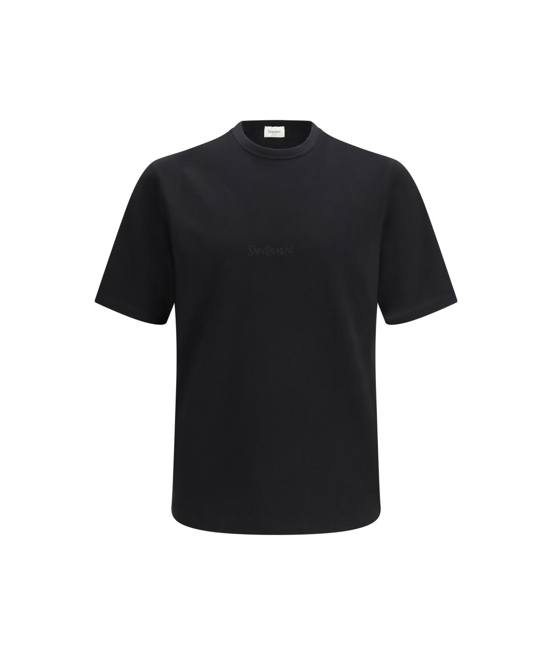SAINT LAURENT Черная хлопковая футболка, фото 1