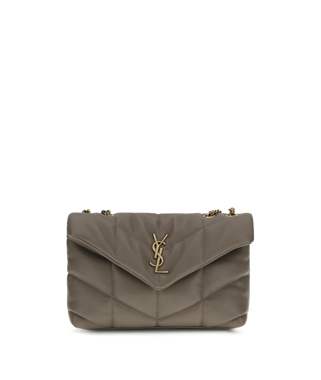 SAINT LAURENT Бежевая кожаная сумка через плечо, фото 1