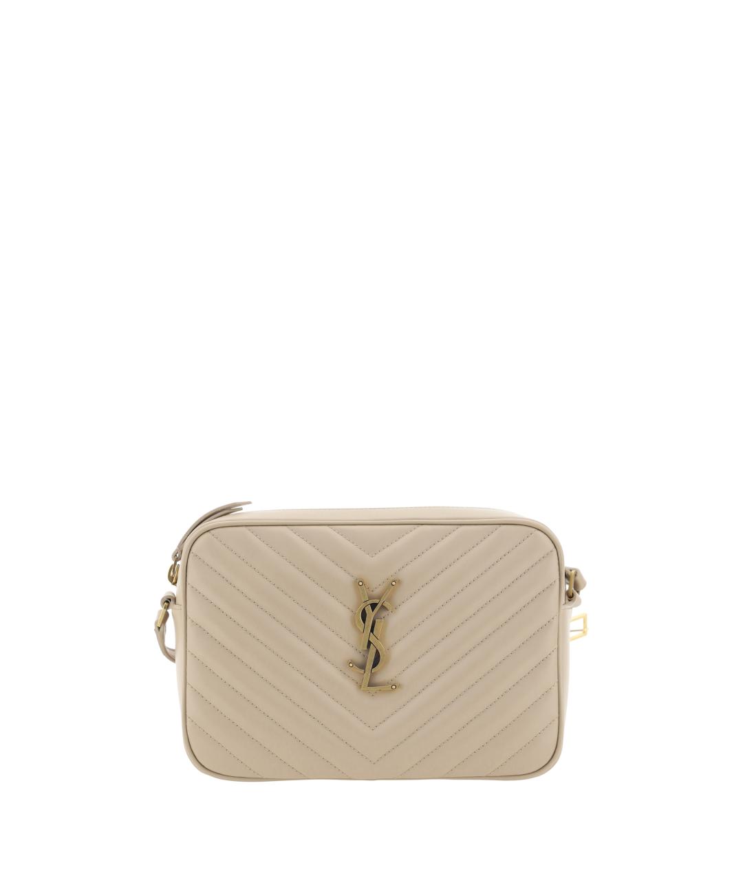 SAINT LAURENT Бежевая кожаная сумка через плечо, фото 1