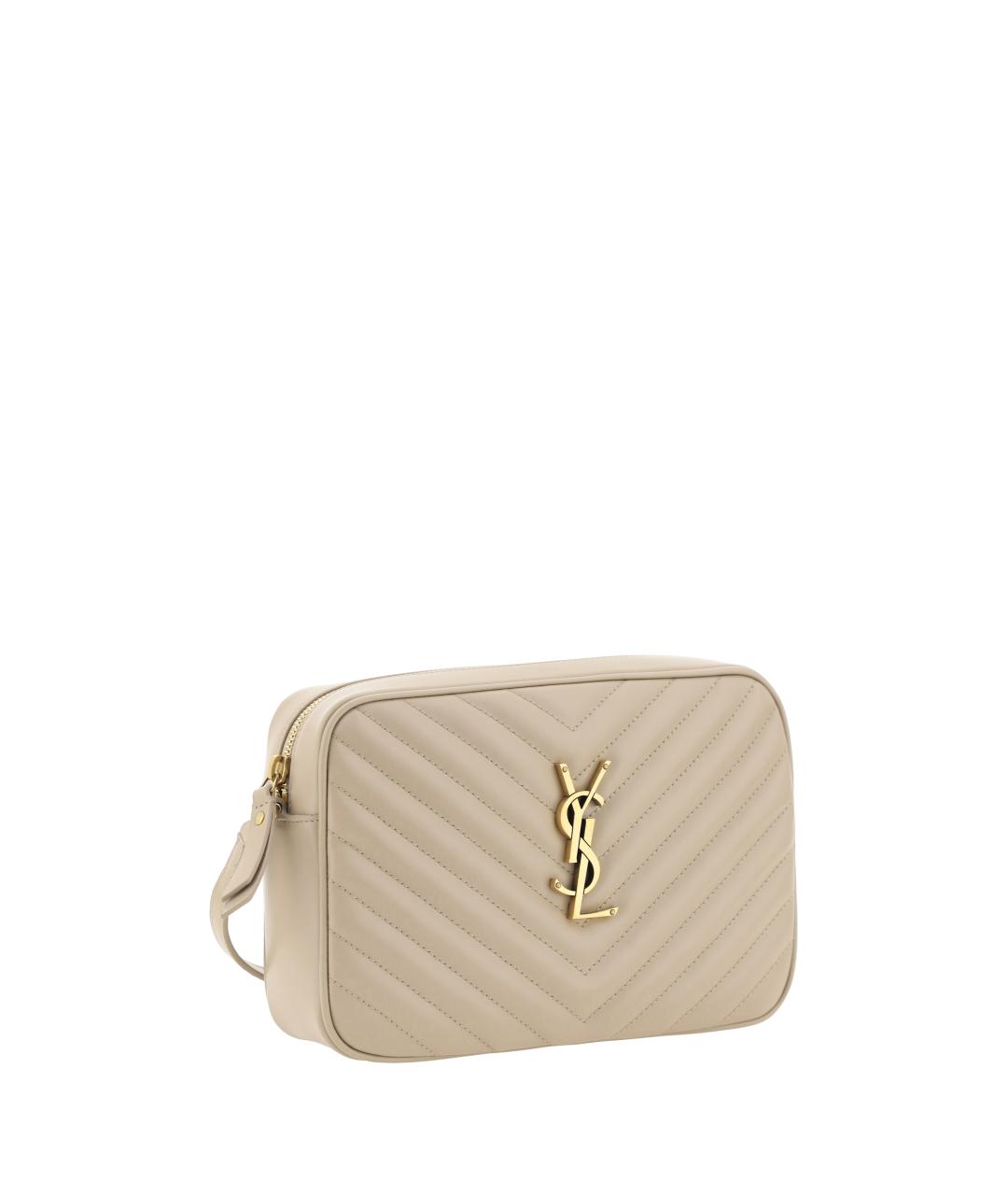 SAINT LAURENT Бежевая кожаная сумка через плечо, фото 2