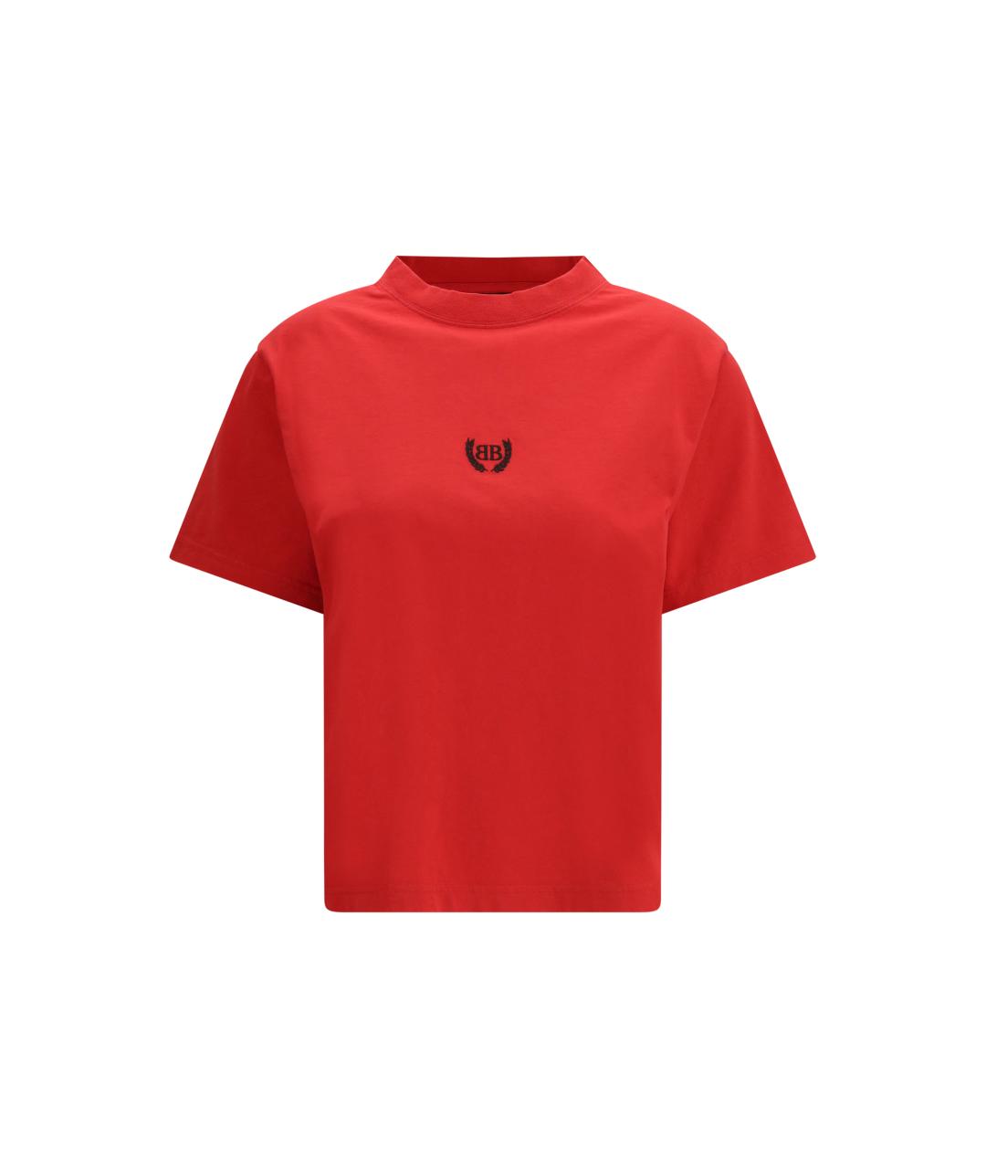 BALENCIAGA Красная хлопковая футболка, фото 1