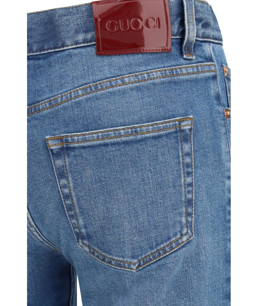 GUCCI Синие хлопковые прямые джинсы, фото 3