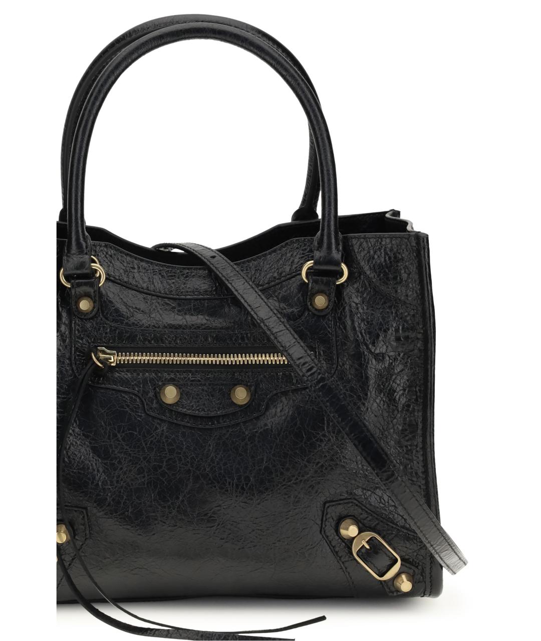 BALENCIAGA Черная кожаная сумка тоут, фото 4