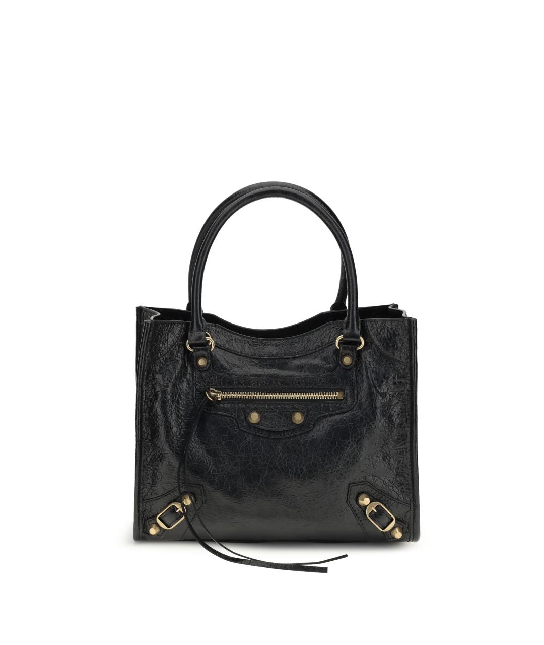 BALENCIAGA Черная кожаная сумка тоут, фото 1