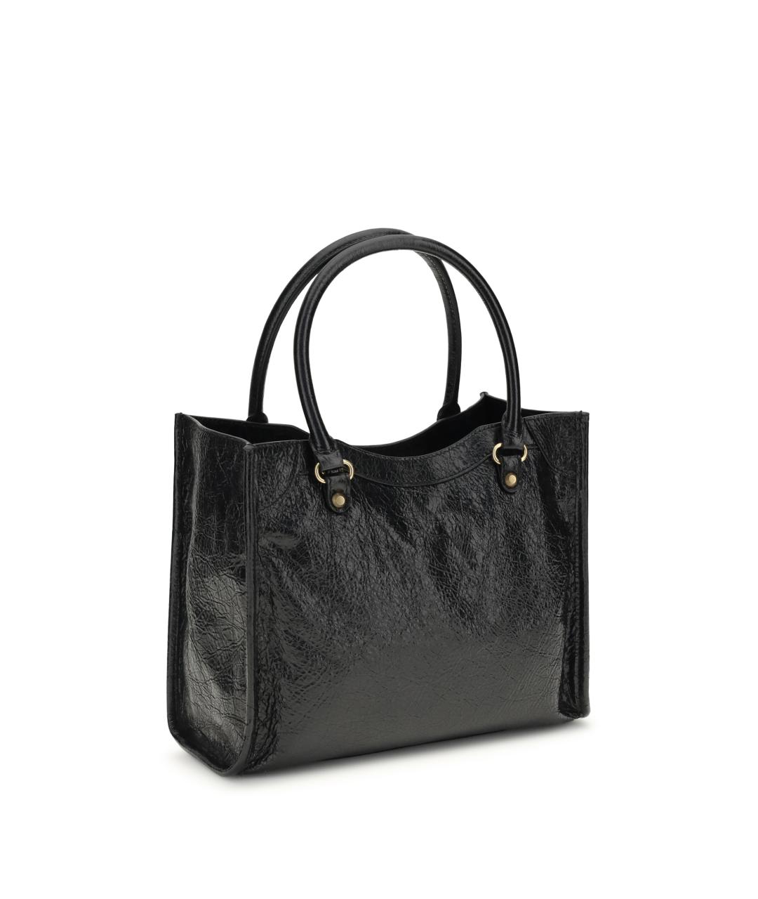 BALENCIAGA Черная кожаная сумка тоут, фото 3