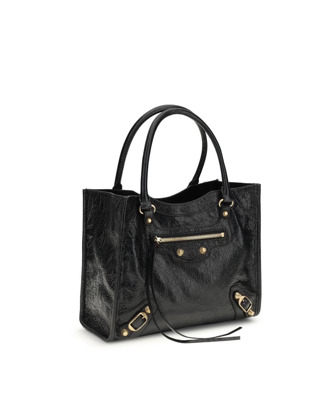 BALENCIAGA Черная кожаная сумка тоут, фото 2