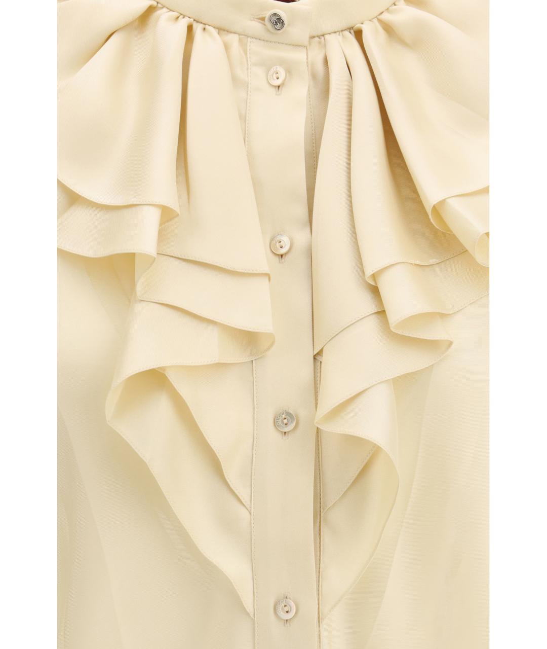 GUCCI Бежевая шелковая рубашка, фото 3