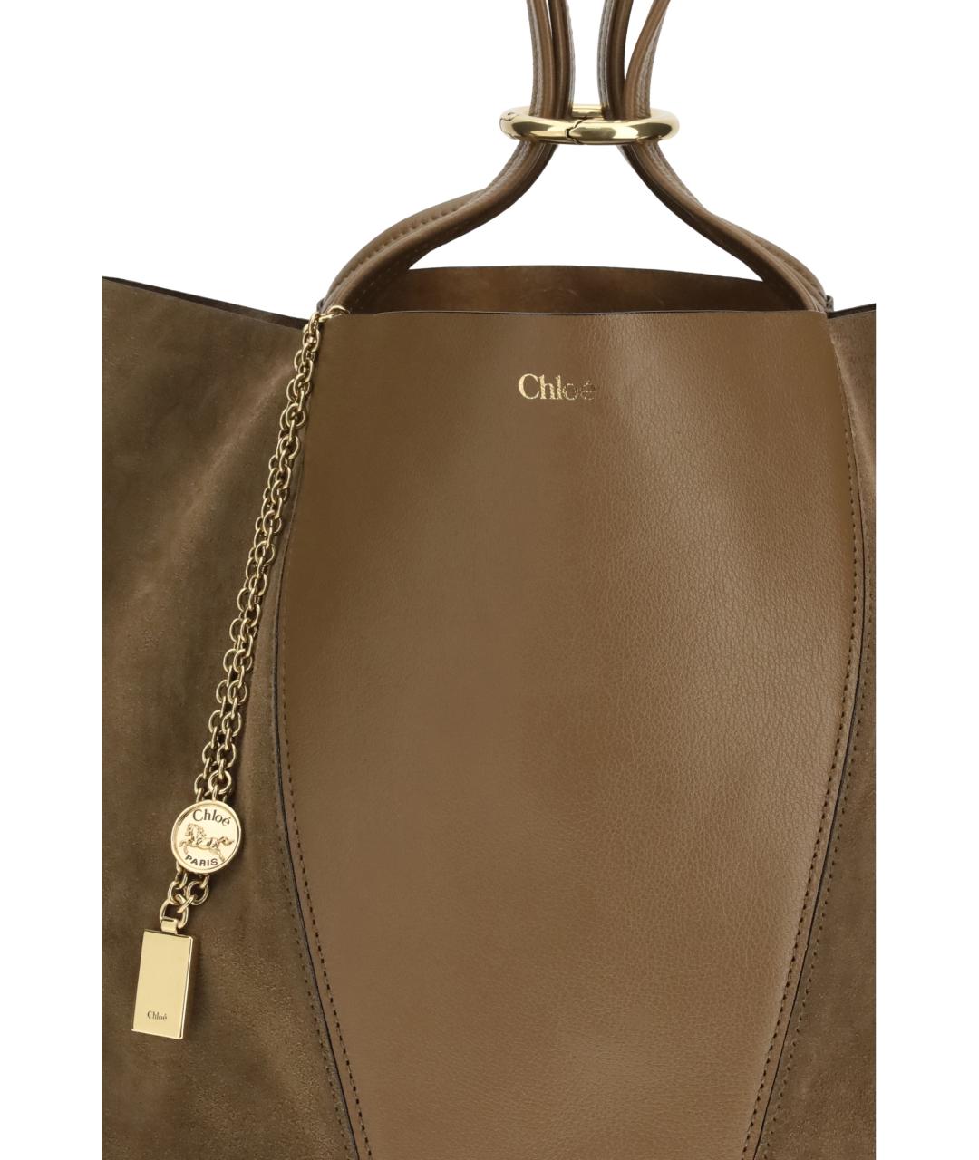 CHLOE Коричневая кожаная сумка тоут, фото 4