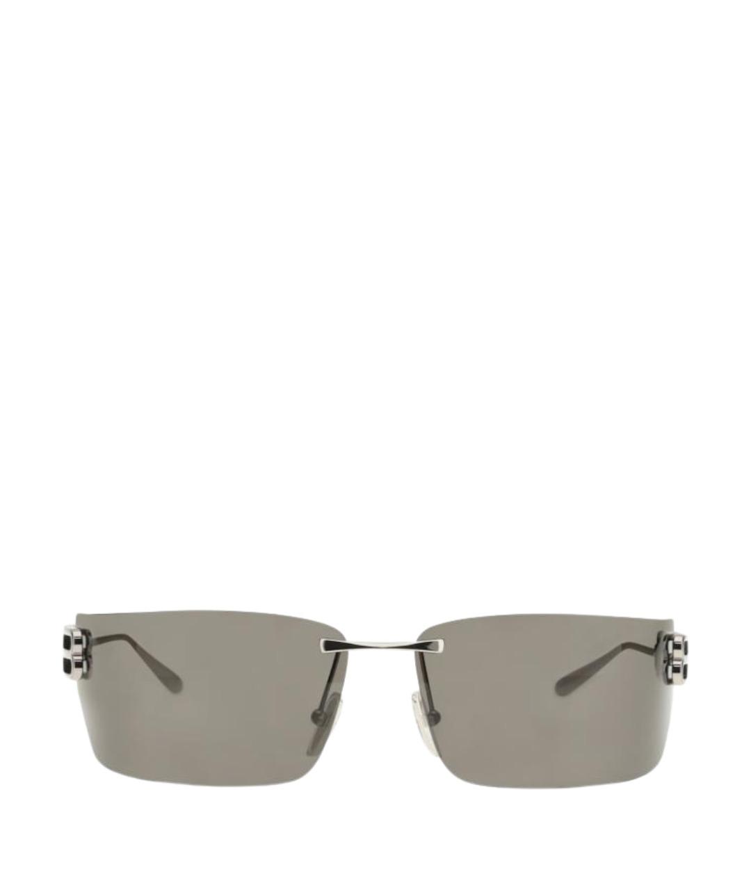 BALENCIAGA Серебряные металлические солнцезащитные очки, фото 1