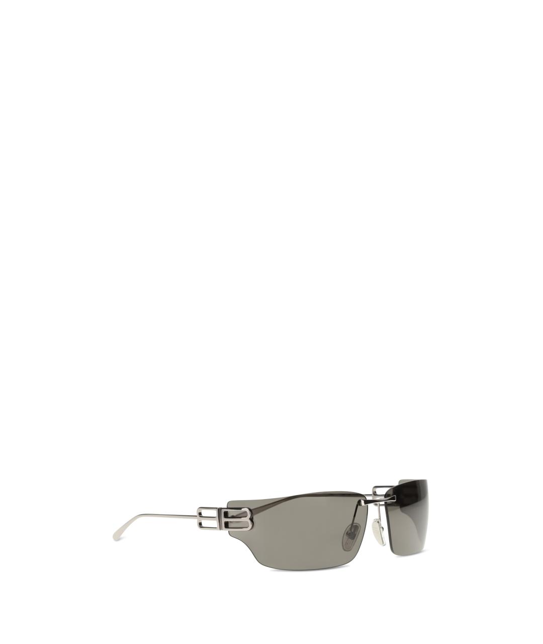 BALENCIAGA Серебряные металлические солнцезащитные очки, фото 2