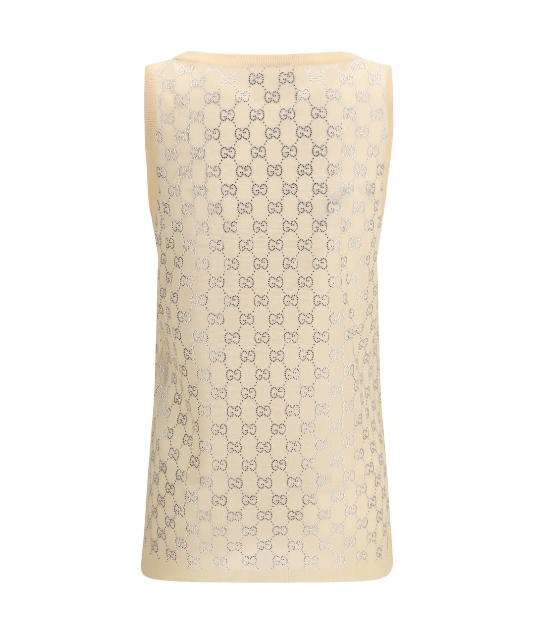 GUCCI Бежевая шелковая майка, фото 2