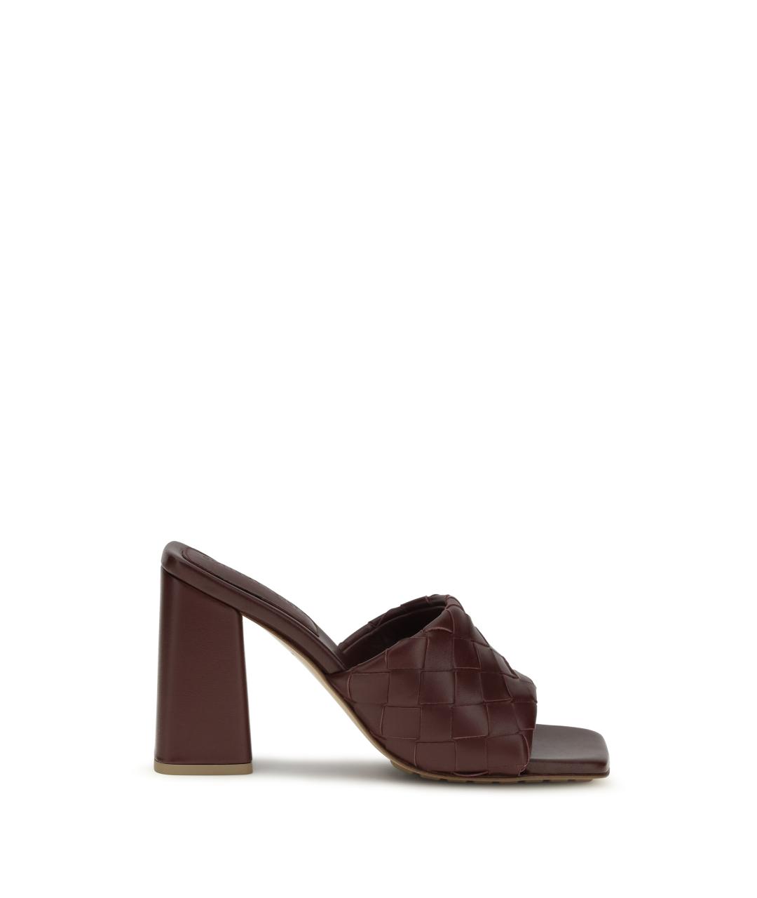 BOTTEGA VENETA Бордовые кожаные мюли, фото 1