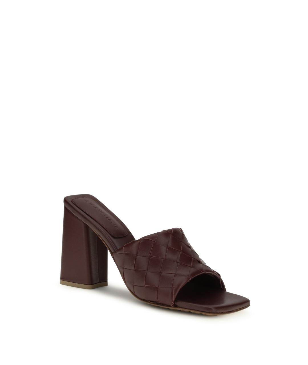 BOTTEGA VENETA Бордовые кожаные мюли, фото 2