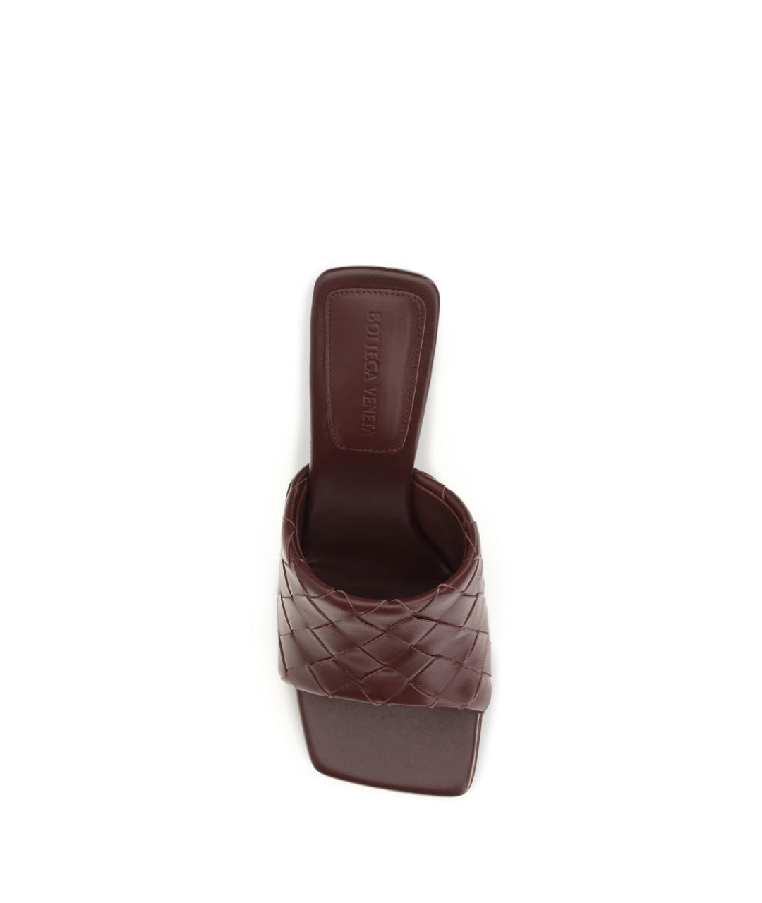 BOTTEGA VENETA Бордовые кожаные мюли, фото 4