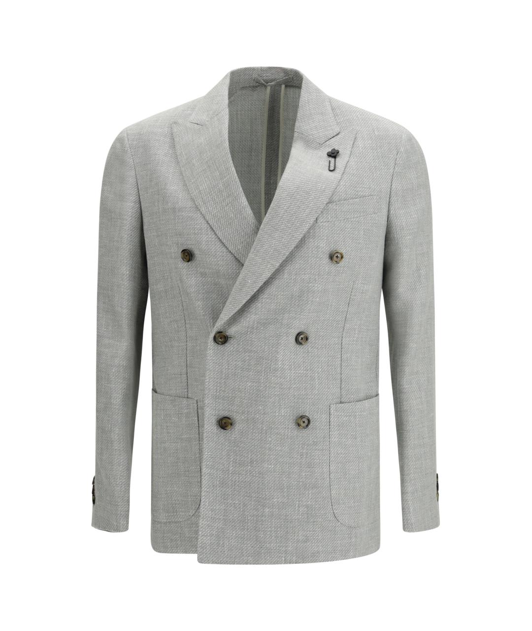 LARDINI Серый шерстяной пиджак, фото 1