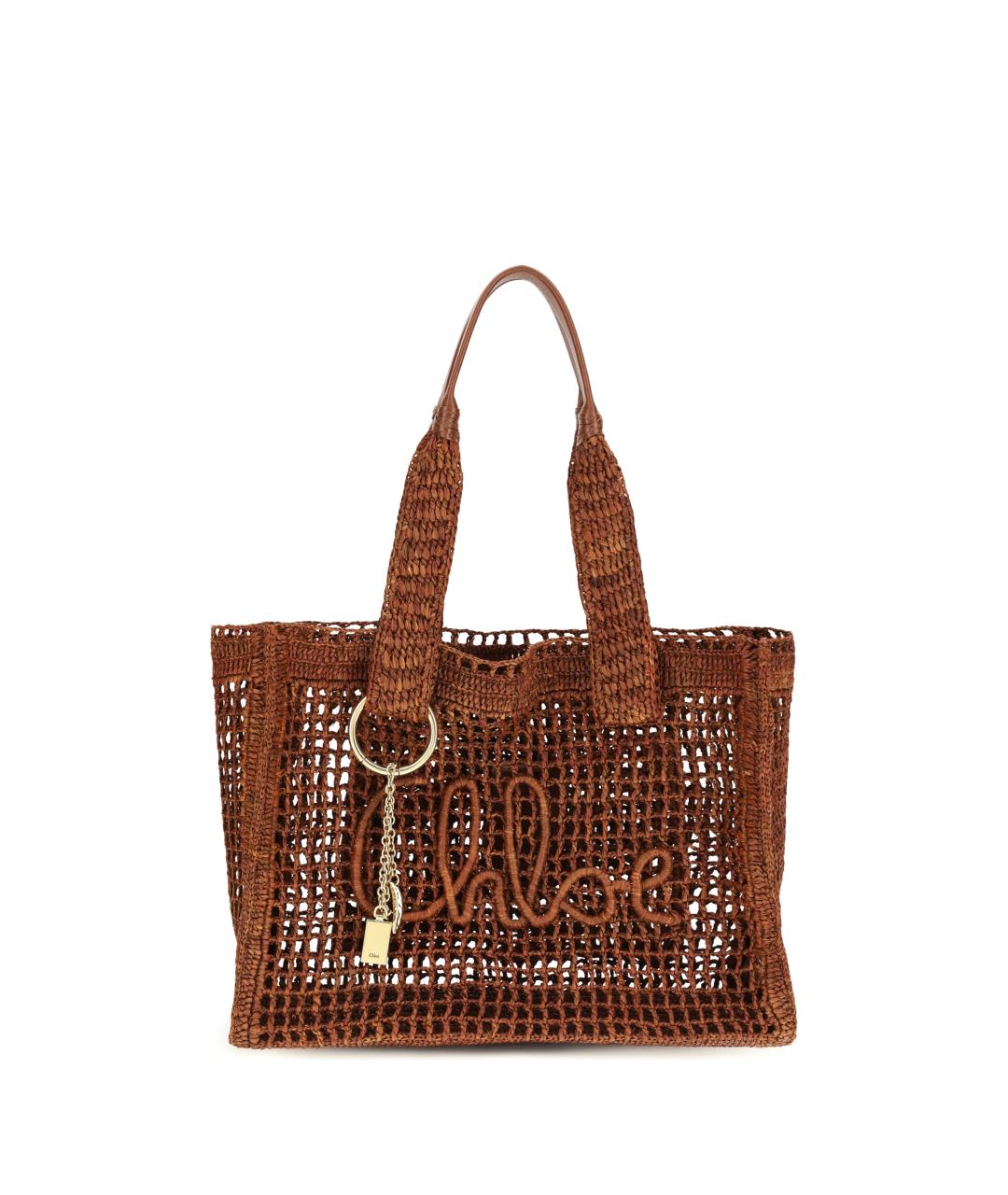 CHLOE Коричневая пелетеная сумка тоут, фото 1