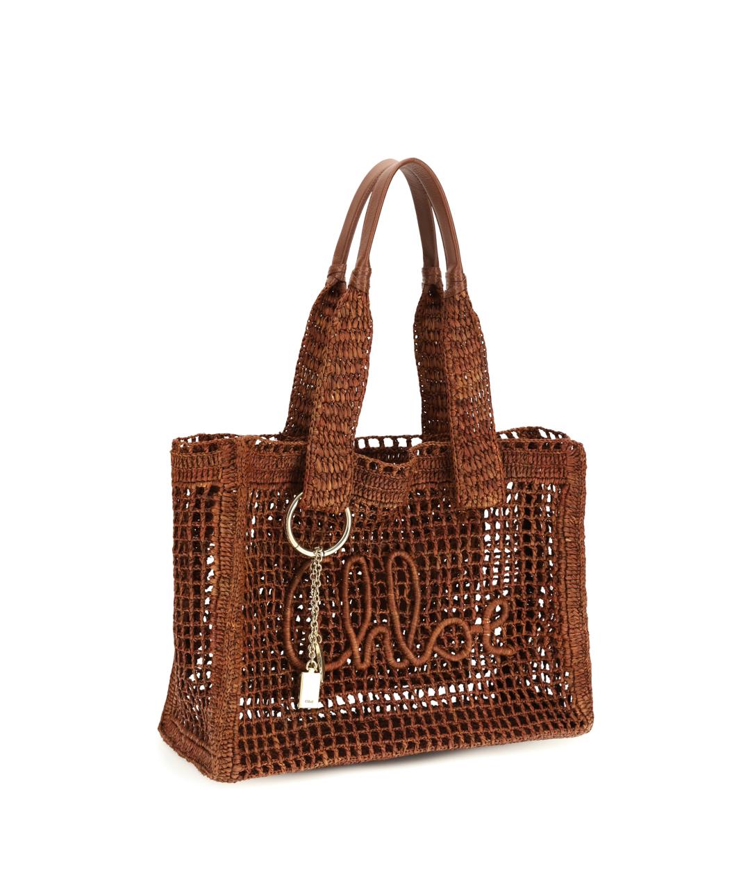 CHLOE Коричневая пелетеная сумка тоут, фото 2