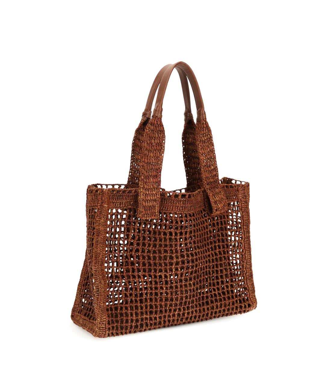 CHLOE Коричневая пелетеная сумка тоут, фото 3