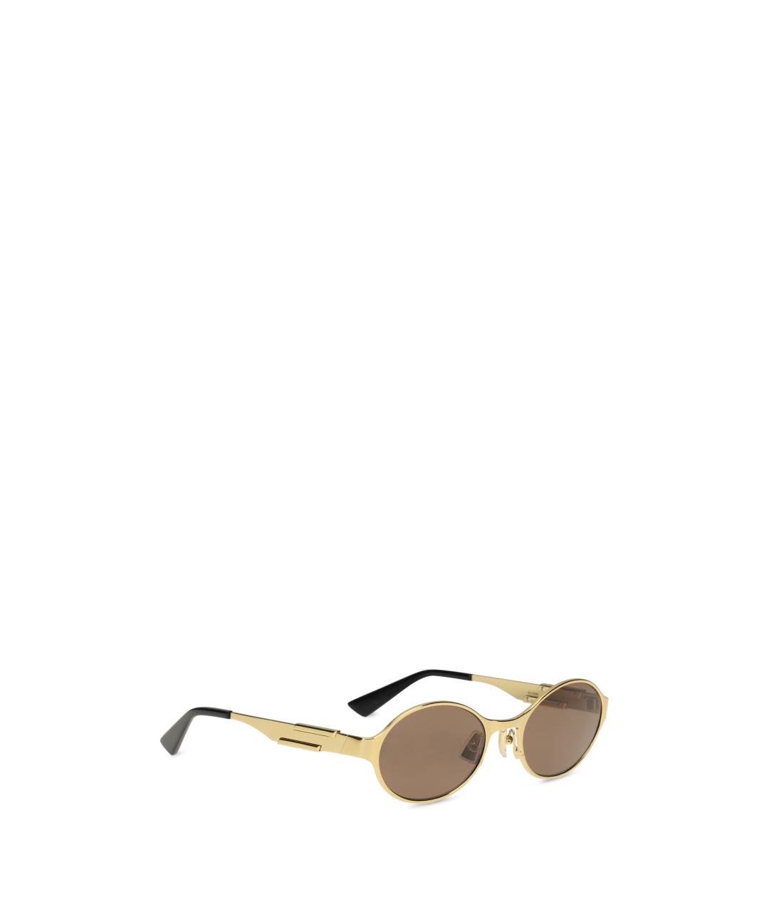 BOTTEGA VENETA Золотые металлические солнцезащитные очки, фото 2