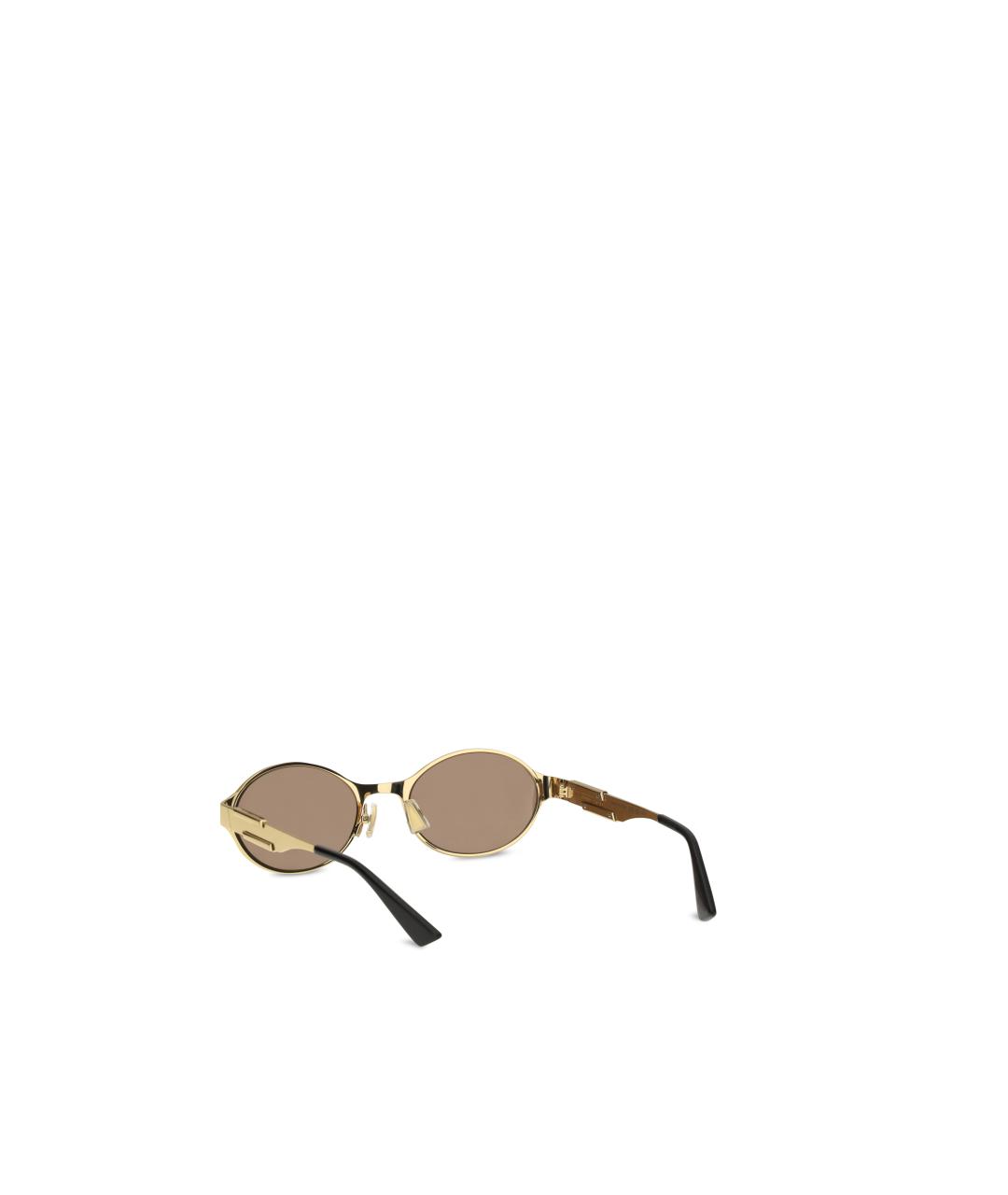 BOTTEGA VENETA Золотые металлические солнцезащитные очки, фото 3