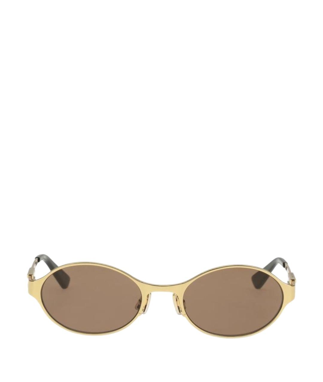 BOTTEGA VENETA Золотые металлические солнцезащитные очки, фото 1