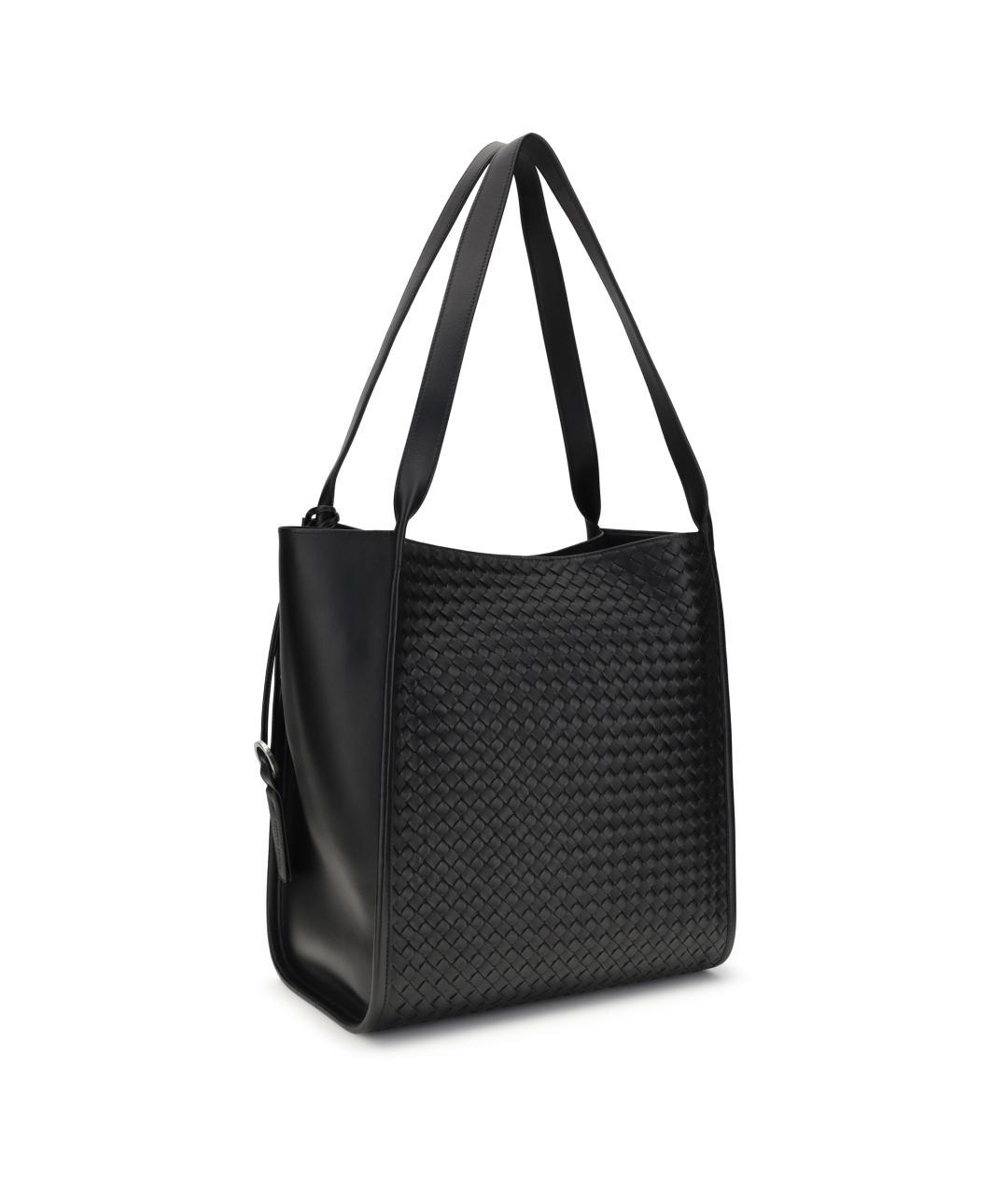 BOTTEGA VENETA Черная кожаная сумка тоут, фото 3