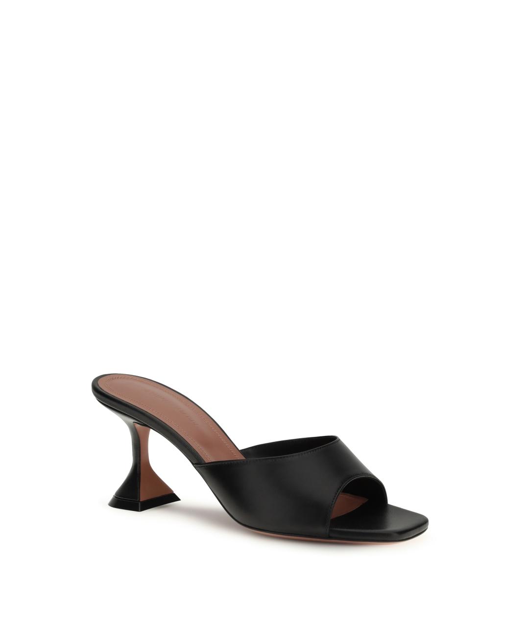 Amina Muaddi Черные кожаные мюли, фото 2