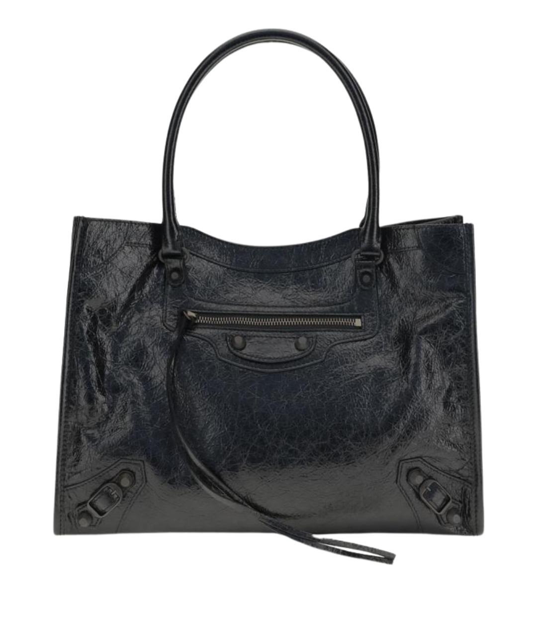 BALENCIAGA Черная кожаная сумка тоут, фото 1